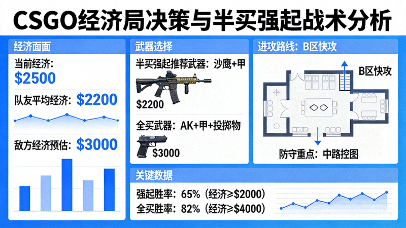 CSGO经济局决策与半买强起战术分析画面