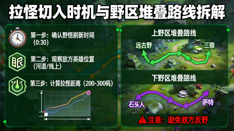 DOTA2拉怪切入时机与野区堆叠路线拆解画面